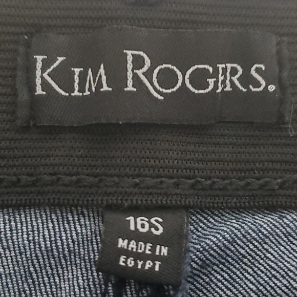 Kim Rogers Dark Blue Women's Straight Leg High Rise Jeans Size 16 Short - Picture 8 of 9